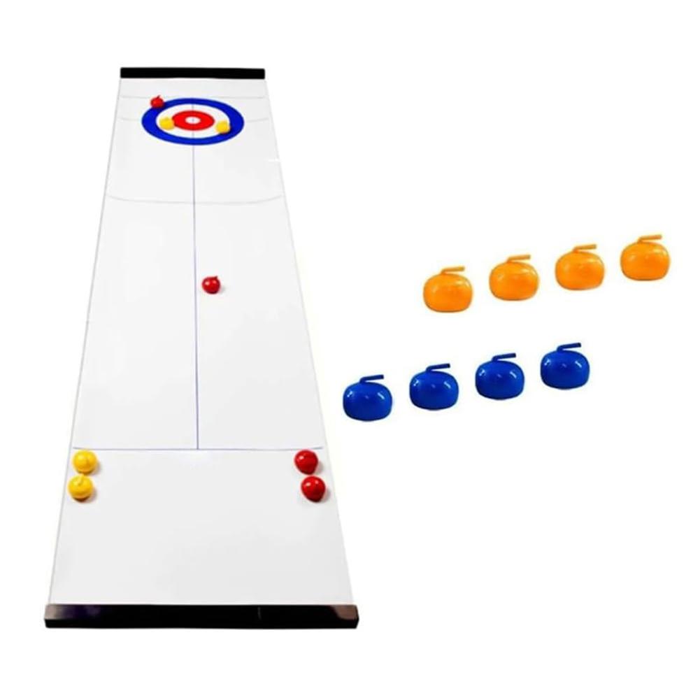 Compact Curling Family Games with 8/16 Tabletop Curling Stones Compact Curling Board Game Sport Party Game Equipment for Age 6+