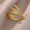 Gold Metal Irregular Geometric Opening Women's Ring Gold Texture Couple Wedding Ring Fashion Jewelry