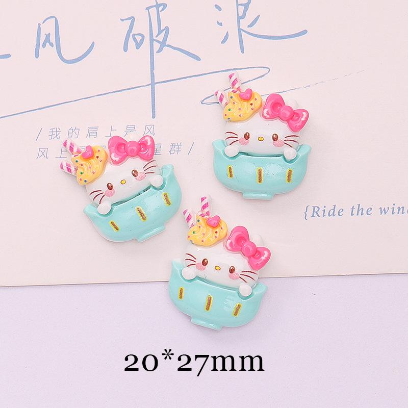10Pcs Kawai Bright Surface Cat Dessert Ice Cream Series Resin Flat Back Scrapbook Figurine Diy Bow Decor Accessories Crafts A3