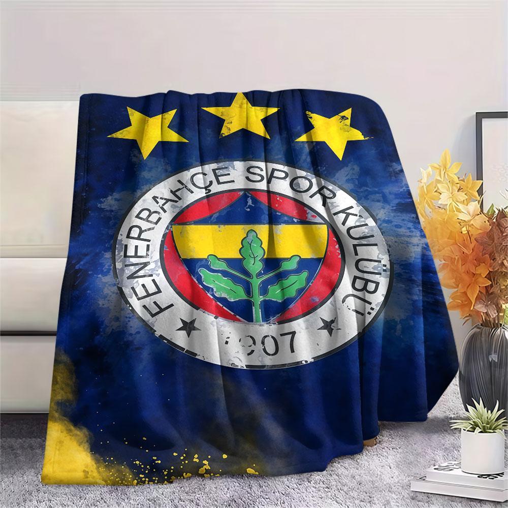 Fenerbahce SK Logo Printed Flannel Blanket, Soft Throw for Bedroom Sofa, Washable, Fan Merchandise, Great Gift.