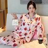 Autumn Ice Silk Pajamas Women'S Suit Light Luxury High-End Long-Sleeved Trousers Loungewear Can Be Worn Outside