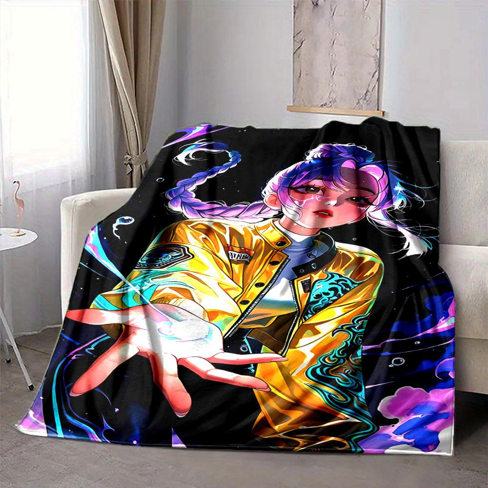 1pc KPop Demon Hunters Soft & Warm Flannel Blanket, Multi-Purpose Throw Blanket for Couch, Sofa, Office, Bed, Camping, Travel 80x120cm