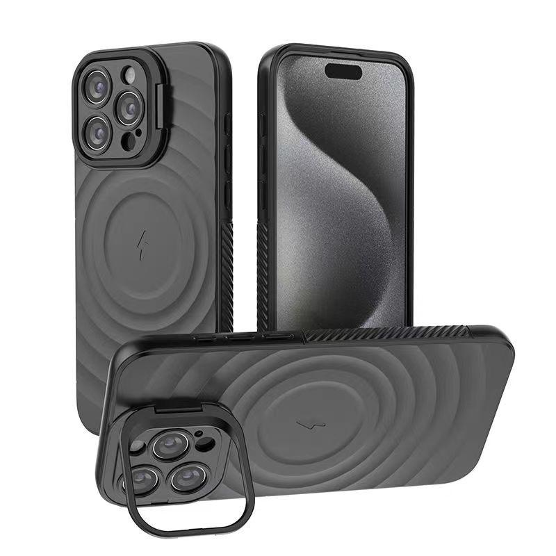 Wave Pattern iPhone 17 Pro Max Case with Magnetic Lens Holder, Apple 16/15 Compatible, Drop-Proof, Cross-Border Design