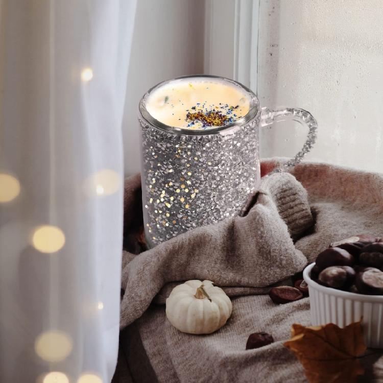 Crystal Glass Coffee Cup with Handle Wine Glasses Double Layer Heat Insulation Cup Drinking Cups Drinkware Easy To Clean