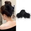 Korean Style Satin Triangle Shark Clip Plastic Women Hairgrips Fluffy Feather Hair Claw  Banquet