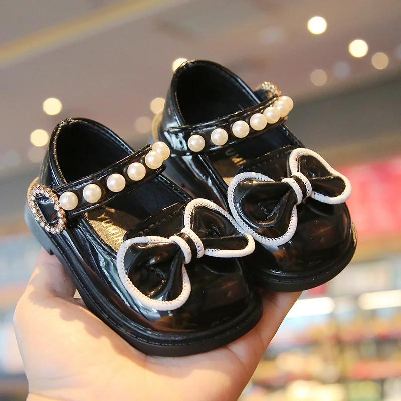 

Spring Summer Baby Girl Shoes Black White Sweet and Cute Toddler mary janes Shoes for Toddler Nice Crystal Shoes Kid F11191 16 чорний