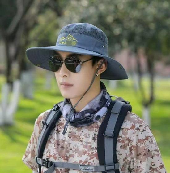 Men's Summer Sun Hat with Wide Brim, Breathable and Cool, Anti-UV Face Shield, Ideal for Outdoor and Fishing Activities.