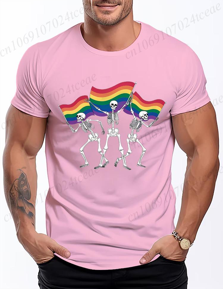 Men Women TShirt Skeleton LGBT Rainbow Pride Month T Shirts Fashion Tee Shirt Streetwear Casual Summer Unisex Tee Clothing Tops