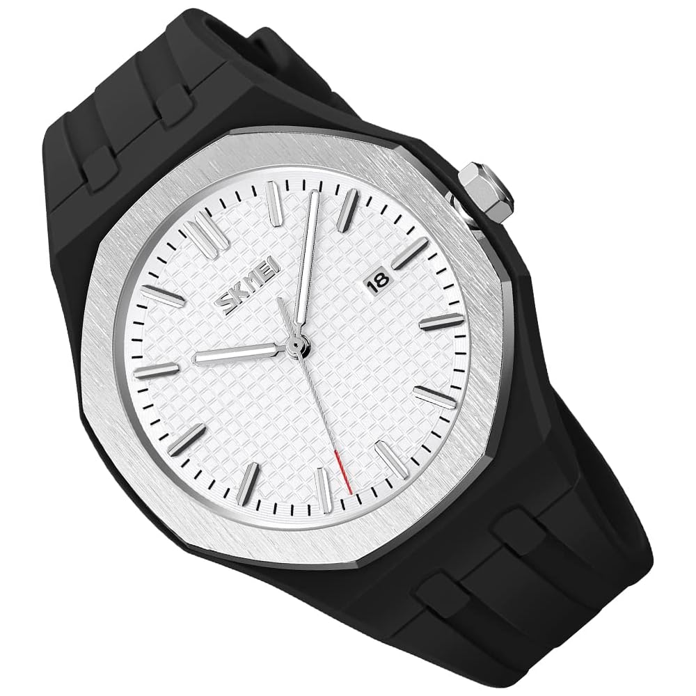 SKMEI Men s Simple Black Silicone Sports Watch Waterproof Analog Quartz Casual Date Display