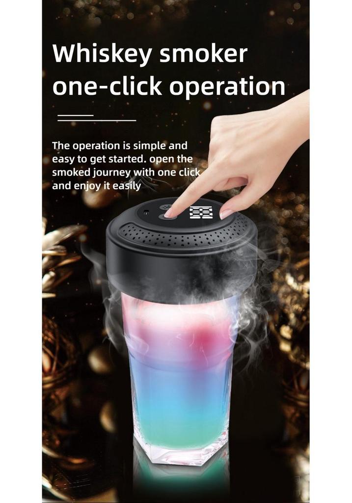 Multi-Color LED Electric Whiskey Smoker with Variety of Wood Chips