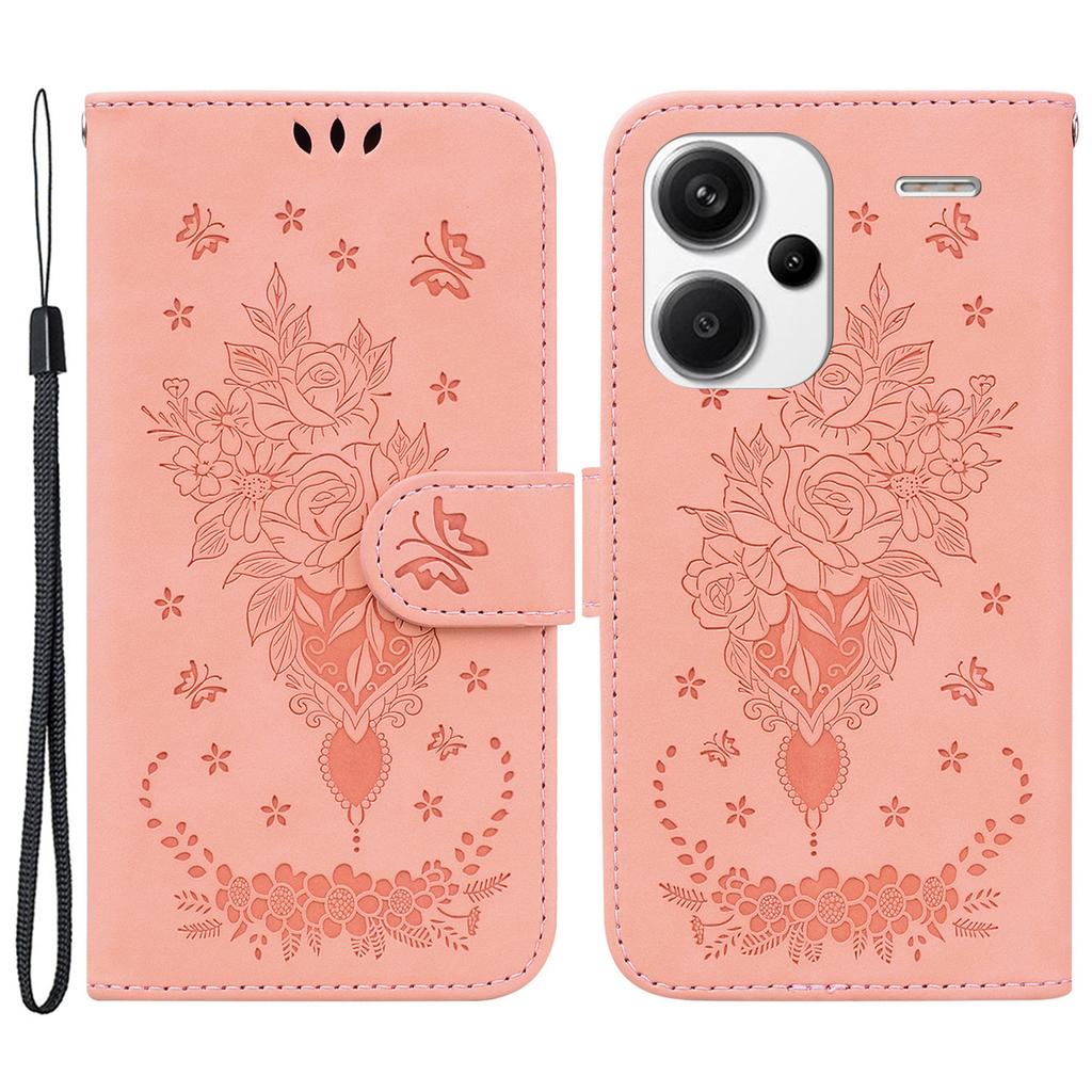 For Xiaomi Redmi Note 13 Pro+ 5G Magnetic Phone Case Rose Butterfly Imprinted Cover