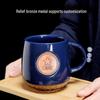 Cha Xun Classic Ceramic Office Mug with Bronze Badge