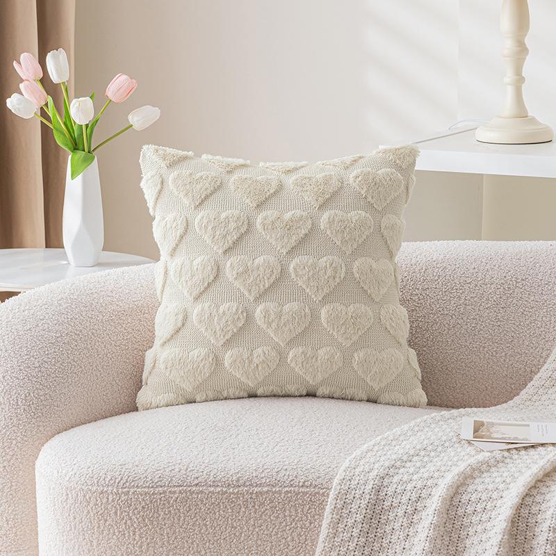 Valentinstag Liebeskissenbezug Dreidimensionales Plüschkissen Kissenkissen Kaninchenhaar Lendenkissen Festliche Wohnzimmerdekoration