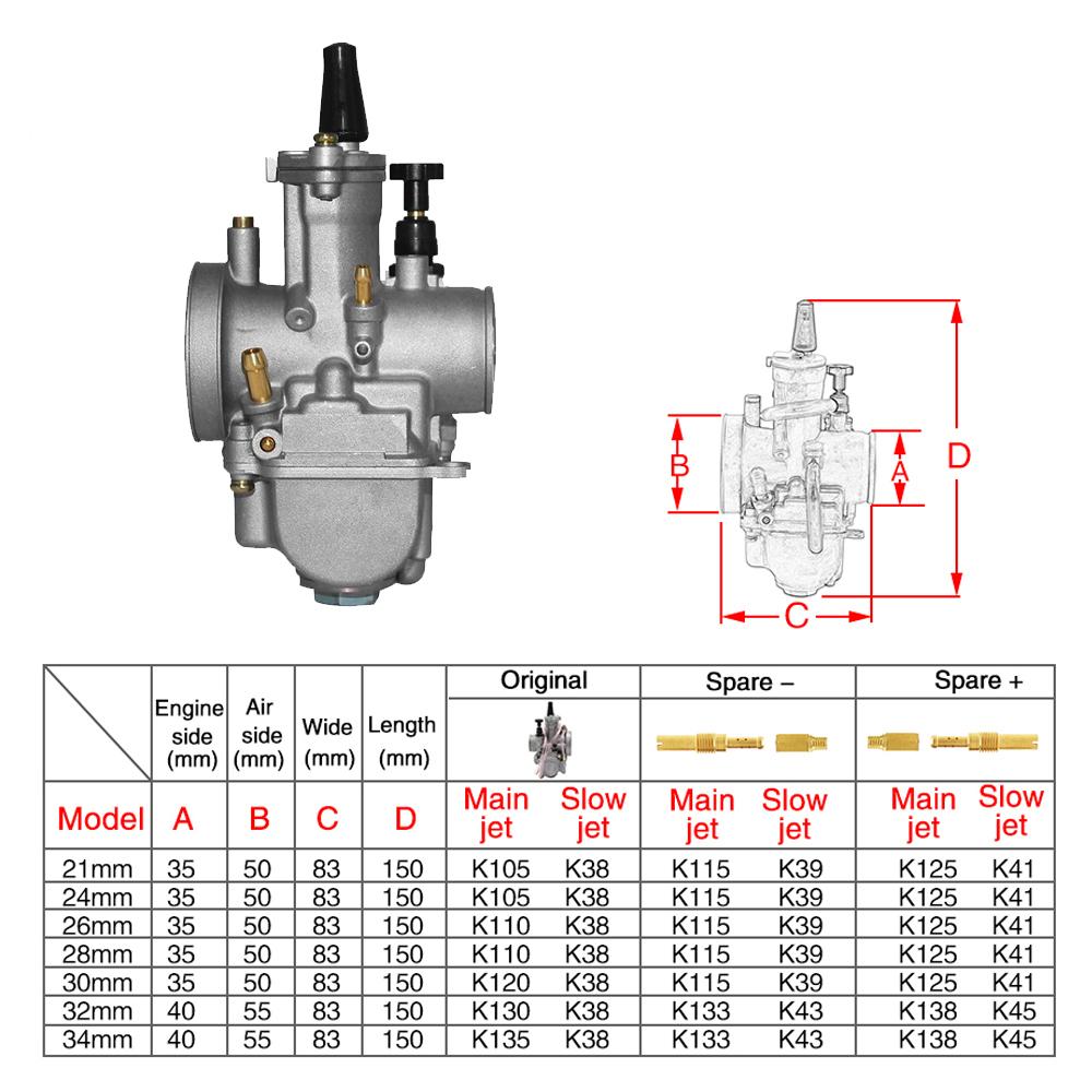 2T 4T Universal Keihin Koso Oko Motorcycle PWK Carburetor 21 24 26 28 30 32 34mm With Power Jet For Racing Motor