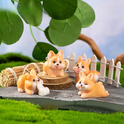 Micro Landscape Resin Decoration Cartoon Cute Dog Corgi Animal Decoration Office Desktop Car Home Decoration