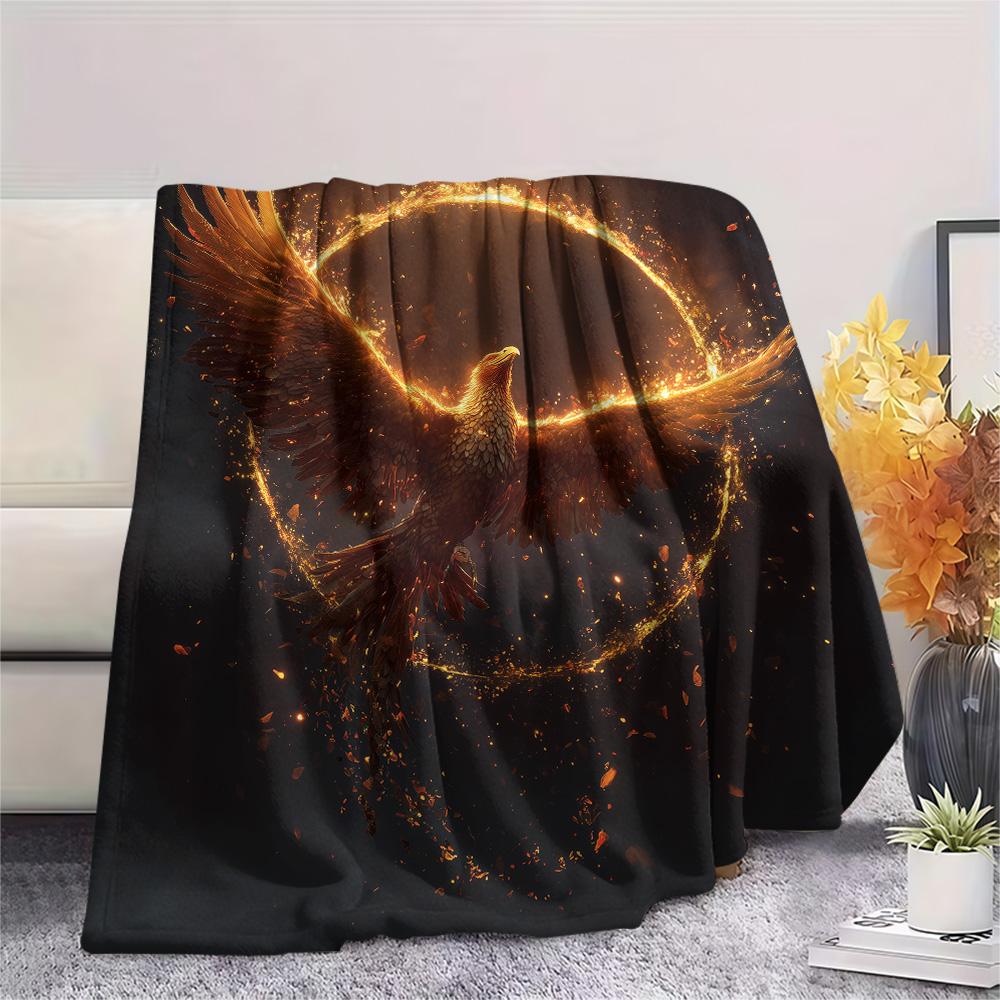 Flame Phoenix  Print Flannel Blanket, High quality Comfortable for All Seasons, Home Decor, Warmth and Comfort