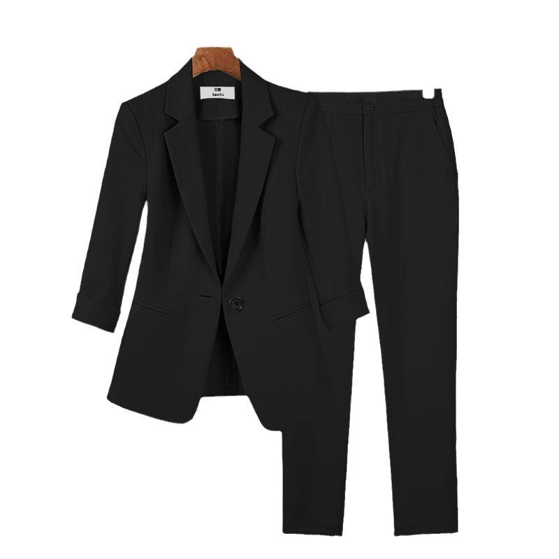 Dámský luxusní kostým s blejzrem a kalhotami pro drobnou postavu, slim-fit