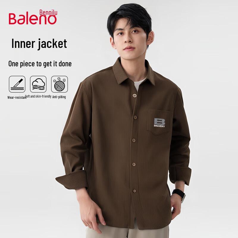 Baleno Men's Loose Fit Long Sleeve Print Shirt