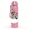 1PC Panda In Paper Bag Cartoon 750ml Color Plastic Sports Water Bottle Leakproof Flip Straw Lid Suitable for Sports Office Home Use