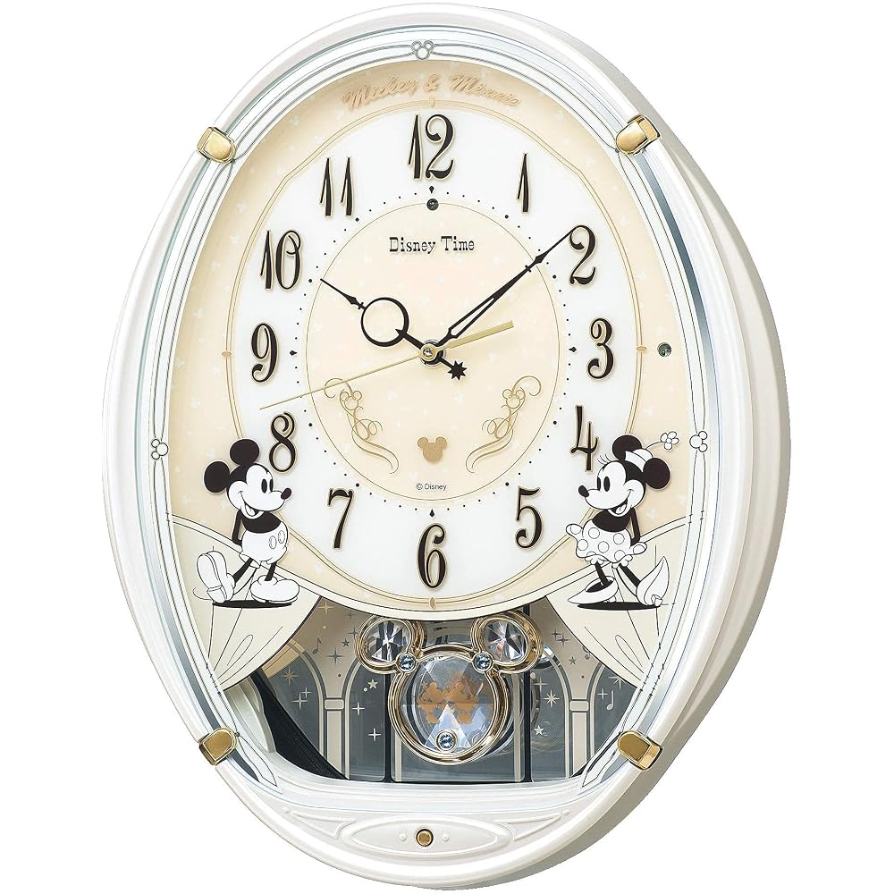 Seiko Clock Wall Clock, Character Design, Disney Mickey Mouse & Minnie Mouse, Radio Controlled, Analog, 6 Melodies, Mickey & Friends, Disney Time, Whi