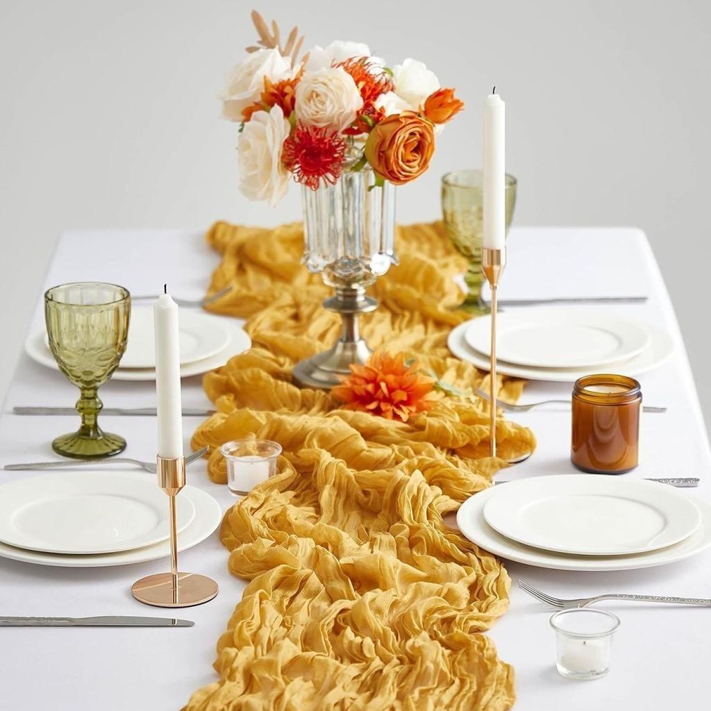 10 Pack Cheesecloth Table Runner 35x120Inch Boho Gauze Cheese Cloth Table Runners for Wedding Party Baby Shower Birthday Home Decor