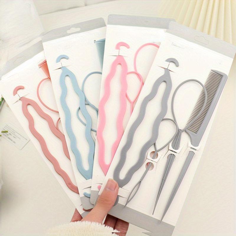 4pcs Hair Styling Set French Braid Loop Pin Rat Tail Comb Braiding Pulling Kit Double Hook Styling Accessories Beauty Tools