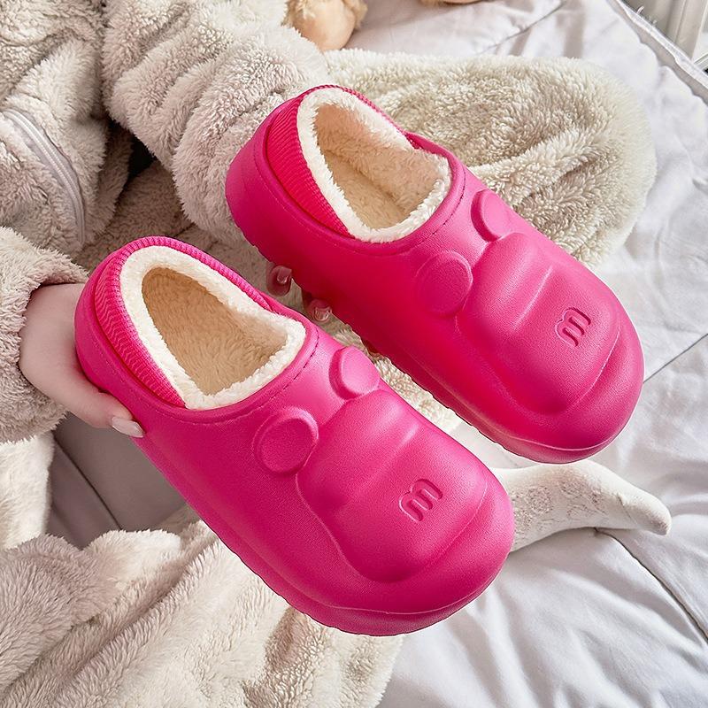 Waterproof home bear cotton shoes autumn and winter warm couple cotton slippers bag heel wear non-slip velvet cotton slippers