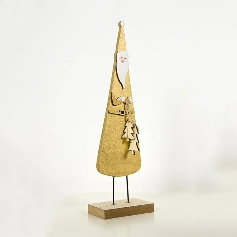 Creative Wooden Santa Claus Pendants Handmade Ornaments Xmas Tree Ornaments Kid Gift Party Decoration Supplies