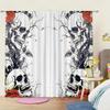 Halloween Gothic Style Skull Rose White Background Black Gray Red Printed Curtains Home Decorations Room Set Of 2 Made Polyester