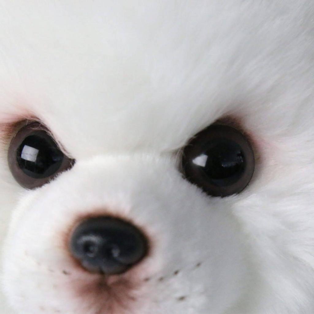 White Stuffed Toy Dog with Curled Tail Silky Soft Samoyed Cute