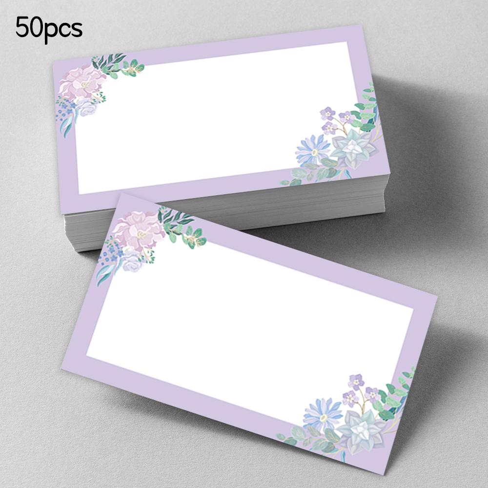 

50pcs, Purple Flower Blank Message Cards, Pocket Cards, Business Cards, Blank Greeting Cards, Small Business Supplies, Gift Tags 9x5.4cm зелёный