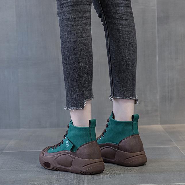 Women Vulcanized Shoes Winter New Lace-up Light Weight Round Toe Casual Thick Sole Non-slip Women's Shoes Fashion