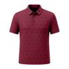Men's Short Sleeve Polo Shirt Textured Pattern Button Collar Casual Fit Breathable Fabric Summer Top