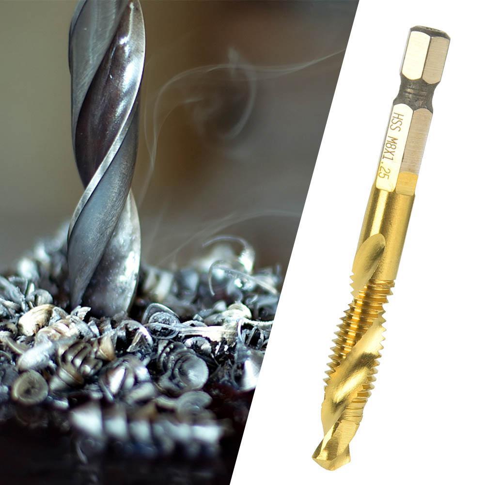 HSS 6.35mm Hex Shank Tap Drill Bit Through Hole Inner Chip Removal Tap Drill 15mm(M8)