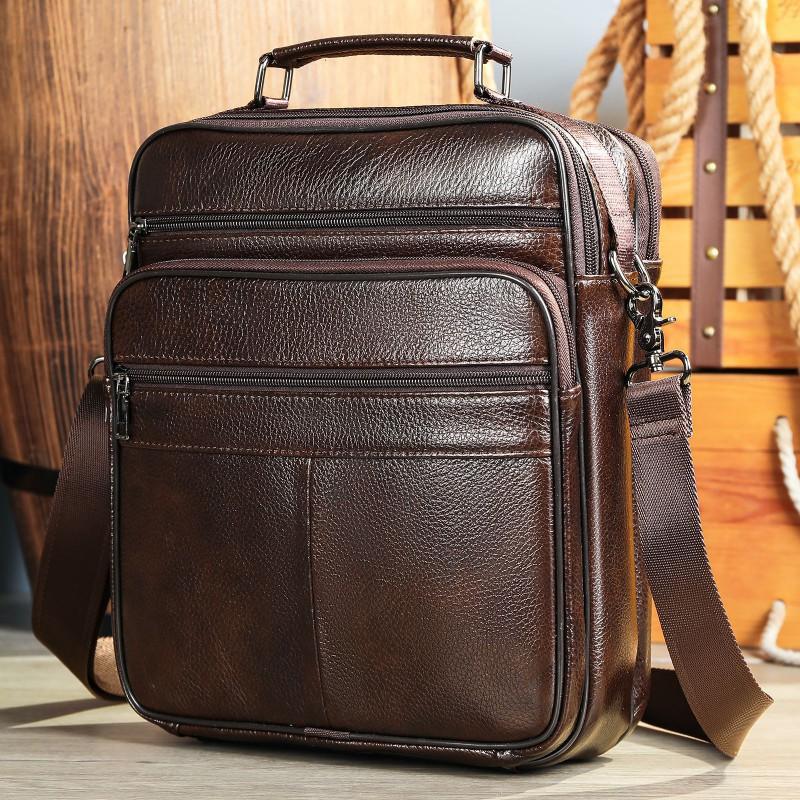 Men's Genuine Leather Shoulder Bag Retro Simple Cowhide Crossbody Casual Versatile Mobile Phone