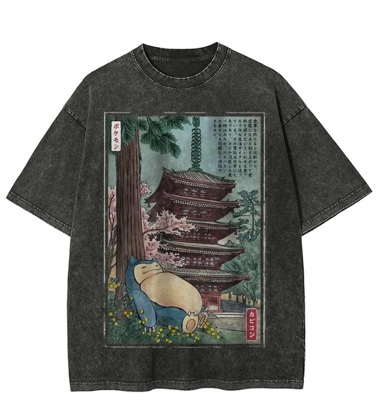 

Pokemon The Starters Abbey Road Parody T Shirt Men 2026 Summer Vintage Acid Wash Oversized Tee Anime Streetwear XL чорний