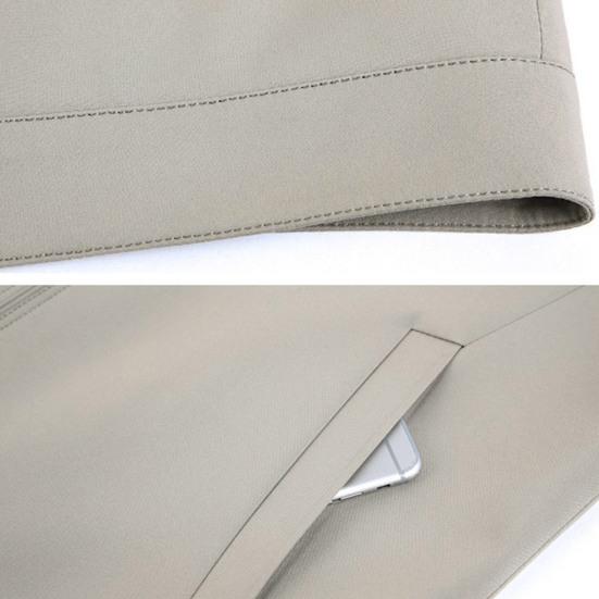 Men Business Jacket Lapel Collar Long Sleeve Solid Color Zipper Cardigan Slim Fit Casual Coat Outerwear