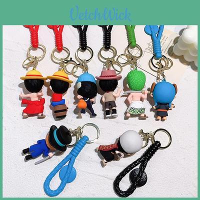 Trendy Siliconen Eénstuk Sleutelhanger Met Luffy Nami Sanji Zoro Karakters Onafhankelijke Verpakking