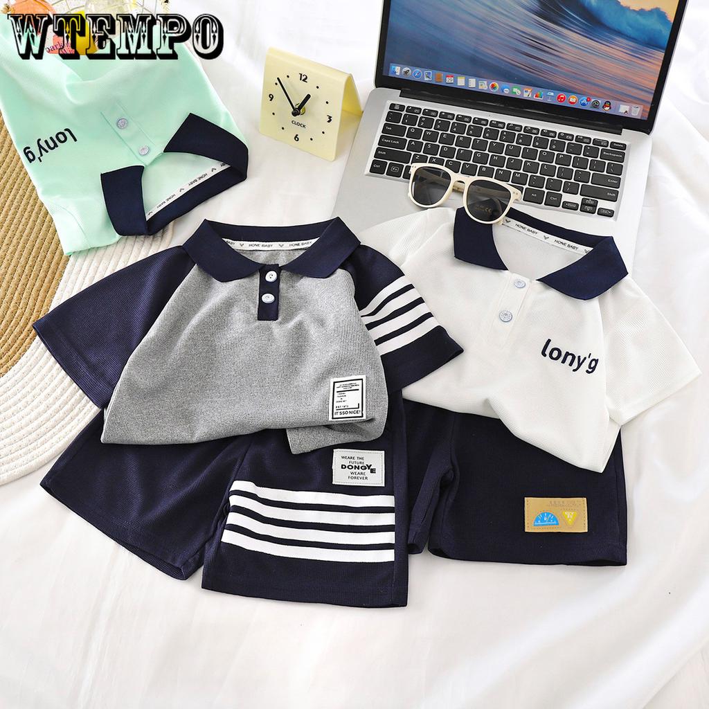 Children's Summer Short Sleeved Shorts Set T-shirt+shorts Lapel T-shirt Children's Two-piece Set