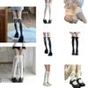 Bas Hauts Style Ballet Doux pour Femmes Bas Hauts Bandes Nœuds Bas Mi-Mollet Chaussettes d'Été Fines Hosierys