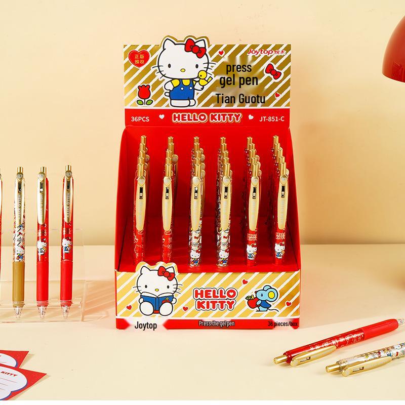 

Yue Mu Hello Kitty Cartoon Click Pen Set - Quick-Dry Girly Heart ST Tip for Students 0.5mm