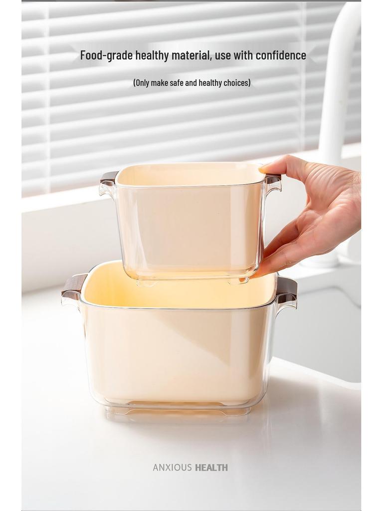 Buckle Draining Basket: Double Layer Food-Grade Basin for Washing Fruits, Vegetables, and Rice