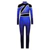 Kids Gymnastics Costume Color Block Bodysuit Mock Neck Long Sleeve Shiny Rhinestones Back