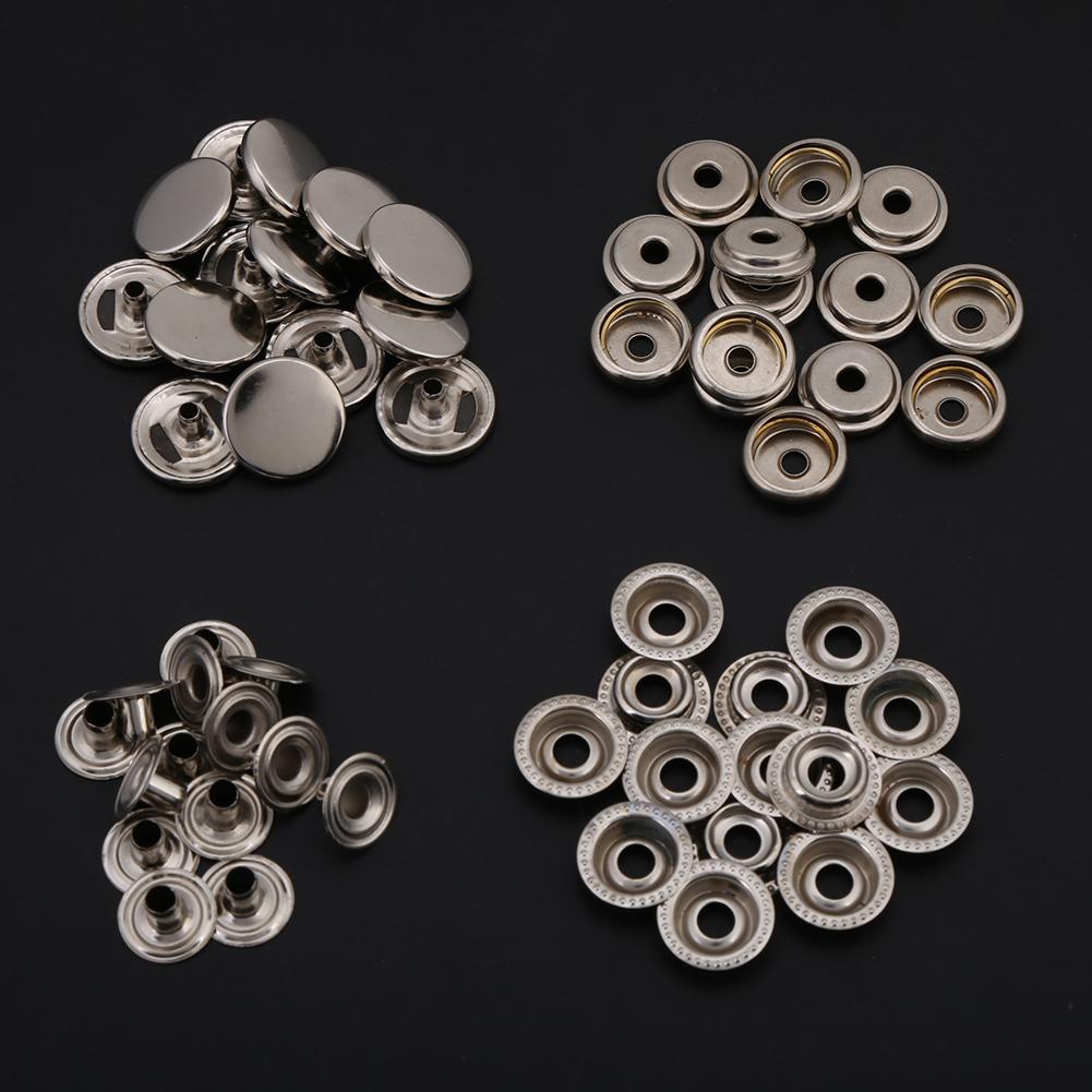 Metal Press Stud Snap Button Fastener for Leather Clothes Jacket Repair(silver 3pcs Tool)