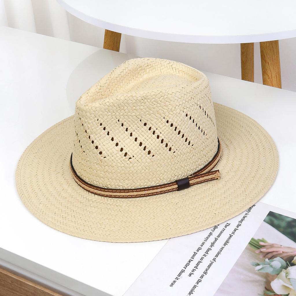 Spring and summer new men's top hat Panama straw hat sunshade sun protection beach hat women's summer jazz hat
