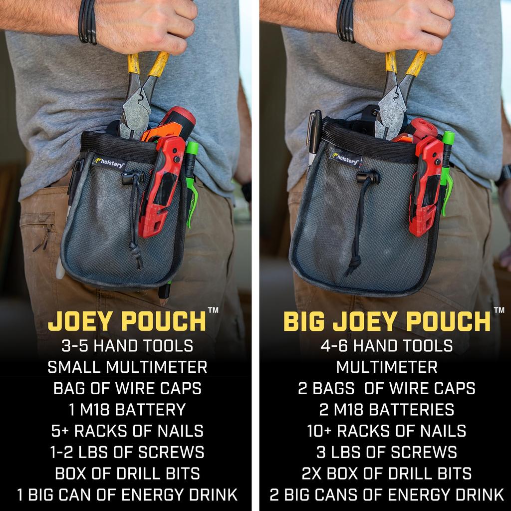 Big Joey Pouch Tool Belt Bag for and Nails Perfect for HVAC and Any Tradesman Clip-on Tools, Screws, - Electricians, Technicians, Plumbers,