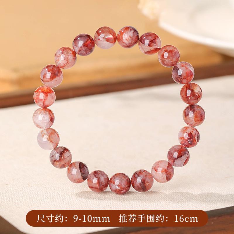 New red crystal bracelet with gradient color and ice-effect round beads, single-loop women's accessory, direct delivery