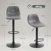 Bar Stools Set of 2, Modern Swivel Barstools with Footrest for Kitchen Island and Dining Room, Grey