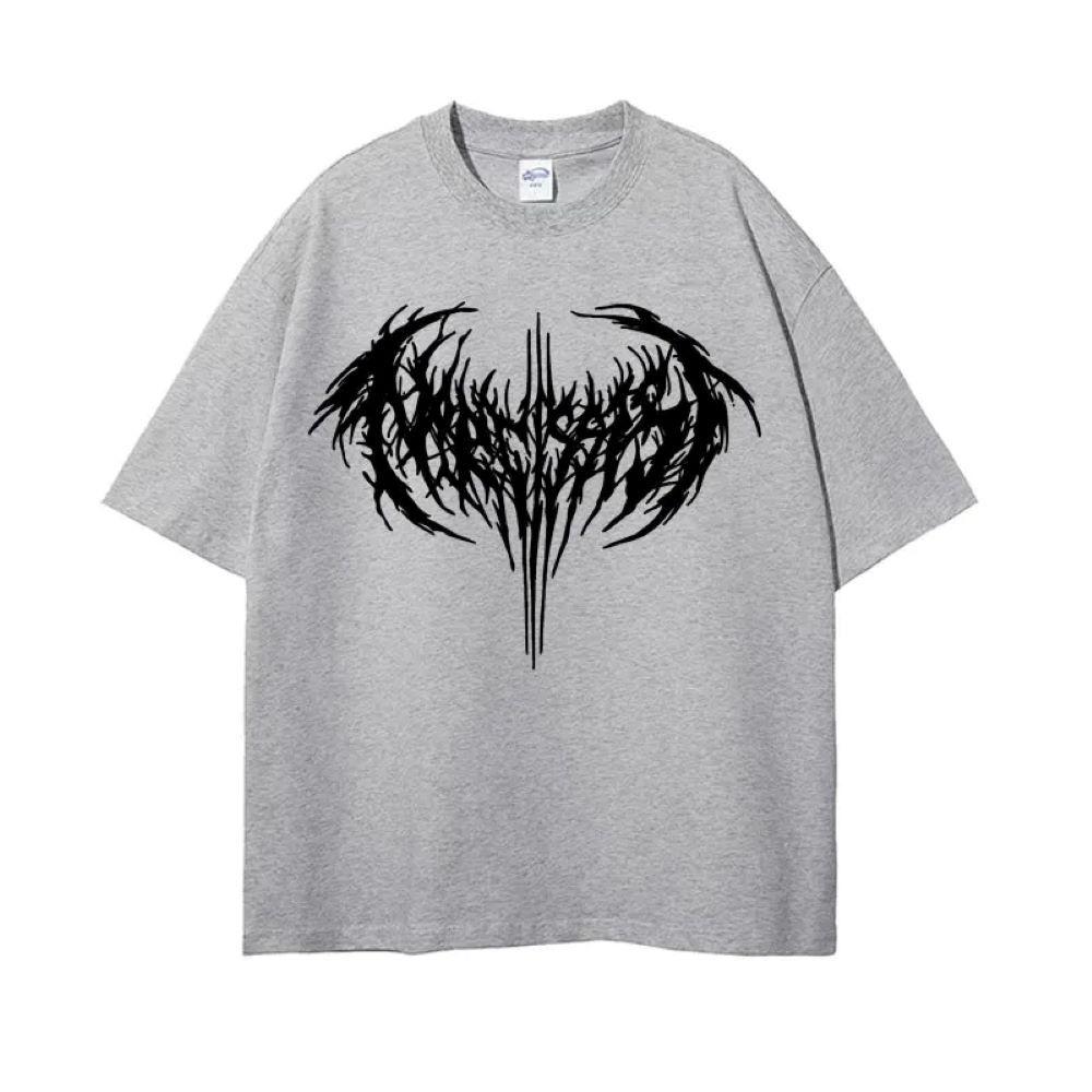 Dark Gothic Unisex Korean Pattern T-shirt - Summer Fashion Loose Fit, Cotton, Y2K Style