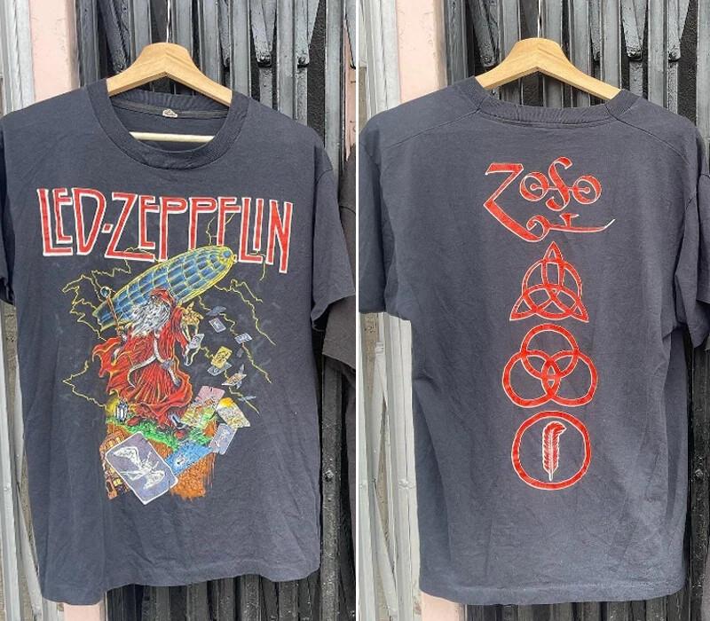 RETRO Led Zeppelin Zoso band 90s Unisex short sleeve black T shirt All Size S-5X S